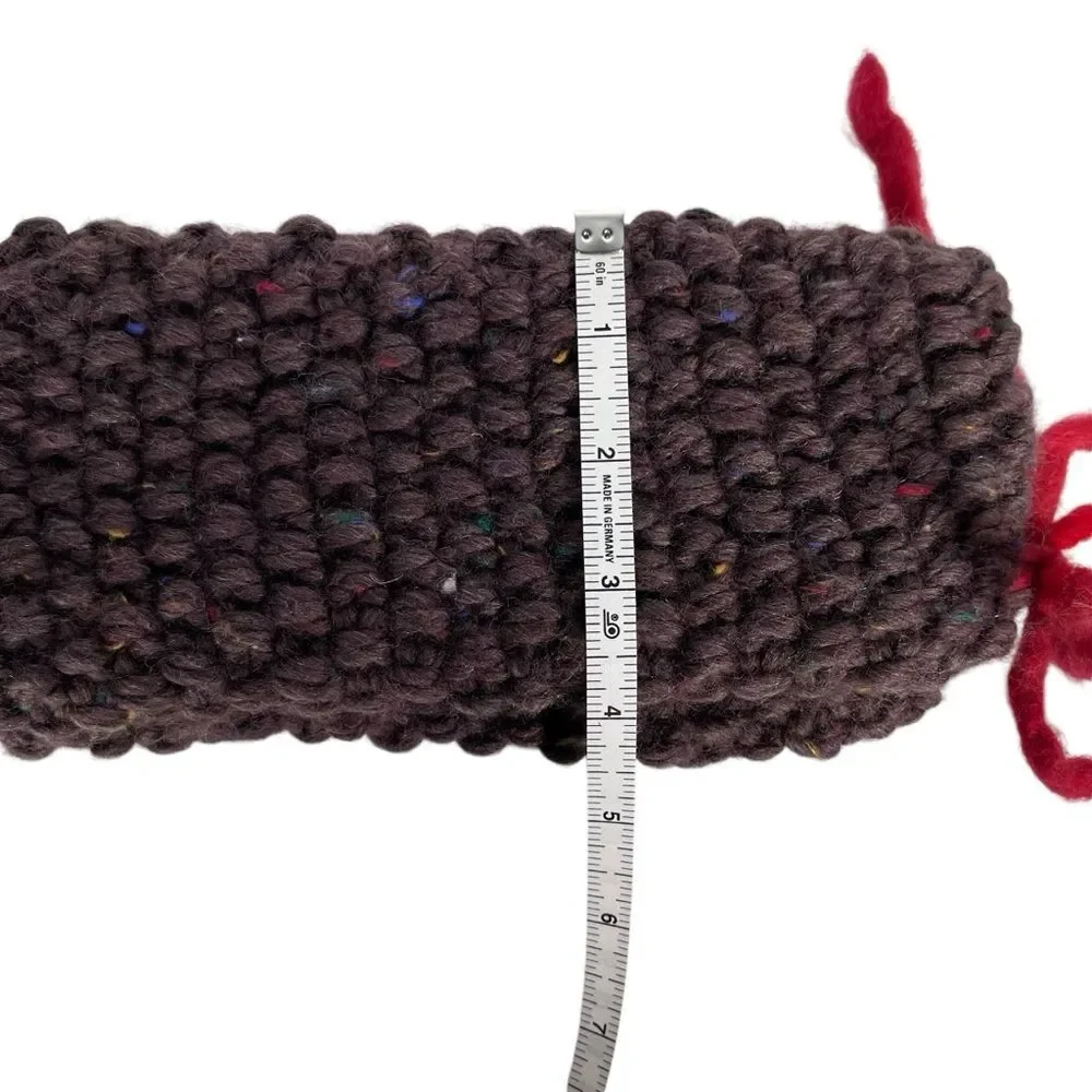 Brown Merino Wool Knit Mittens Hamdmade Chunky Knit Fingerless Gloves Thumbholes